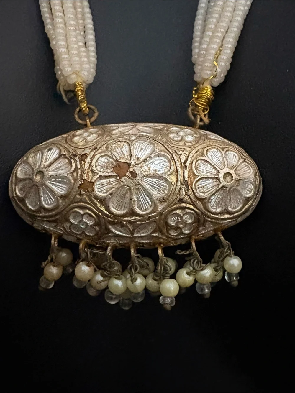 ✨ STUNNING HYDERABADI JADAU PEARL PENDANT MALA / RANI HAAR ✨